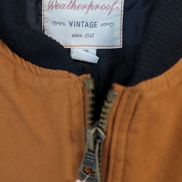 Weatherproof Brown and Black Workwear Vest Durable Canvas Zip-Front - Picture 2 of 3